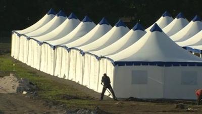 Tents for football fans in Donetsk