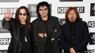 Ozzy Osbourne, Tony Iommi and Geezer Butler of Black Sabbath