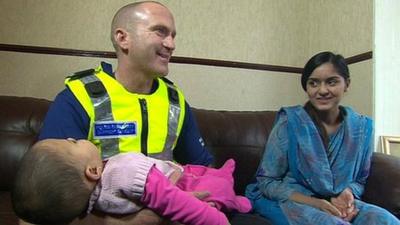 Stuart Garnett and Sadia Shafique with baby Hina