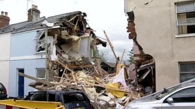 Suspected gas blast in Rosehill Street, Cheltenham, Gloucestershire