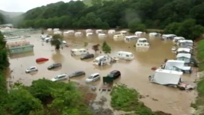 Flooded caravan park