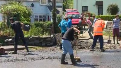 Talybont flood clean up