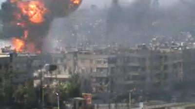 An explosion in Homs