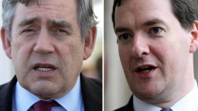 Former Prime Minister Gordon Brown and Chancellor George Osborne