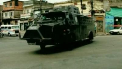 Police vehicle in a favela