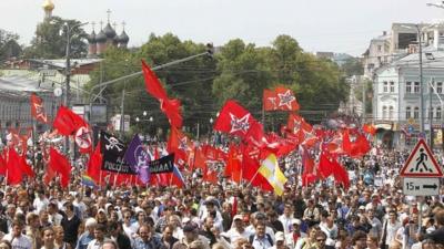 Protesters gather in Moscow