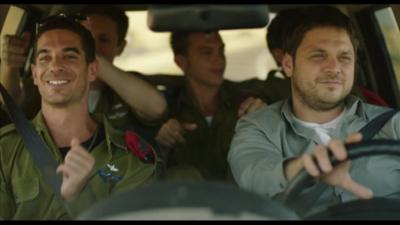 Four men in car