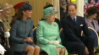 The Duchess of Cambridge, the Queen and the Duke of Cambridge