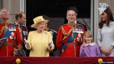 Queen Elizabeth II, Prince Philip, Duke of Edinburgh, and other members of the Royal Family