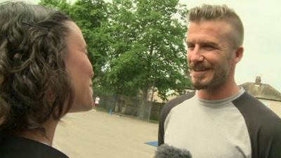 David Beckham interviewed by Newsround's Leah Gooding