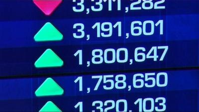 Market board at Sydney stock exchange