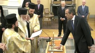 New Democracy leader Antonis Samaras sworn in as prime minister