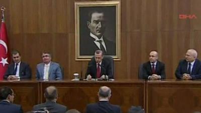 Prime Minister Recep Tayyip Erdogan and officials hold news conference