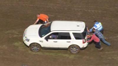 Car stuck in mud