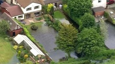 Aerial views of flooding in Yorkshire