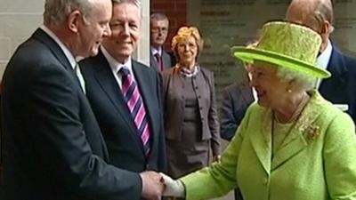 The Queen and Martin McGuinness shake hands