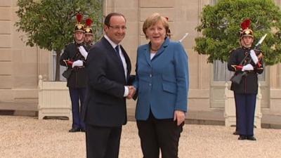 Francois Hollande and Angela Merkel