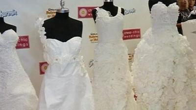 Wedding dresses made of loo roll