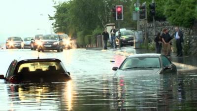 Cars in flood water