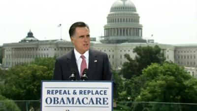 Mitt Romney speaking in front of US capital