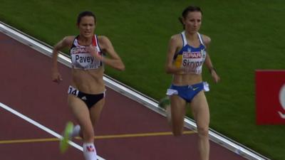 Britain's Jo Pavey sprints past Ukraine's Olha Skrypak to take silver