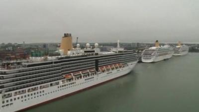 P&O cruise ships docked in Southampton