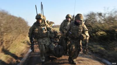 Members of 1st Battalion The Royal Welsh (Royal Welch Fusiliers) training ahead of deployment in Afghanistan earlier this year