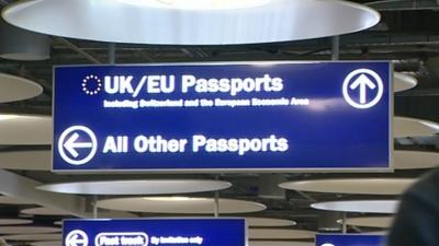 Sign at passport control