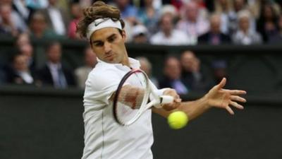 Roger Federer gets an early break in his semi-final with Novak Djokovic