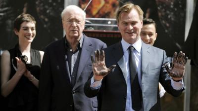 Anne Hathaway, Michael Caine, Christopher Nolan and Joseph Gordon-Levitt