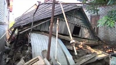 A house destroyed by flooding