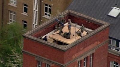 Soldiers on rooftop