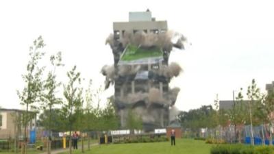 Building being demolished in Coventry.