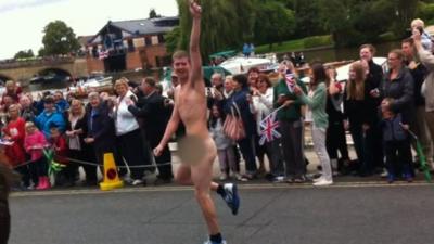 Streaker arrested at torch relay - courtesy Jordan Hutchins