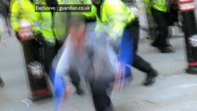 Guardian.co.uk footage of Ian Tomlinson being pushed to the ground