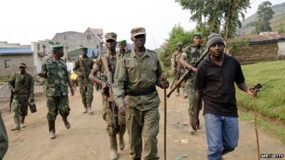 Colonel Sultani Makenga, head of the rebel M23 group, in Bunagana in DRC this week