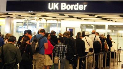 Heathrow Airport Border Control queue