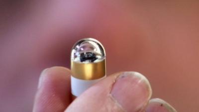 A tiny camera which broadcasts images from inside the human body