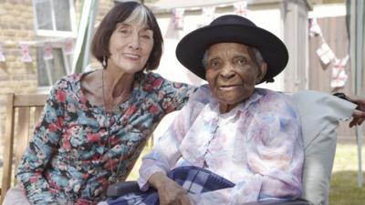 June Brown with Pearl, resident of Silk Court nursing home