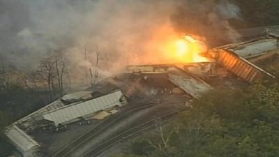 Train derailment fire