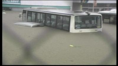 Bus in floods