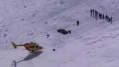 Rescue helicopter in Chamonix