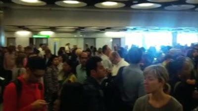 Queues purported to be at Heathrow immigration 12 July 2012