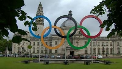 Olympic rings in Cardiff