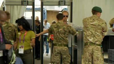 Troops carrying out security checks