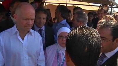 William Hague at refugee camp