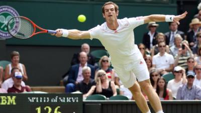 Andy Murray in action at Wimbledon