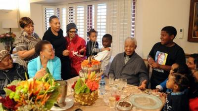 Nelson Mandela celebrates his birthday with family