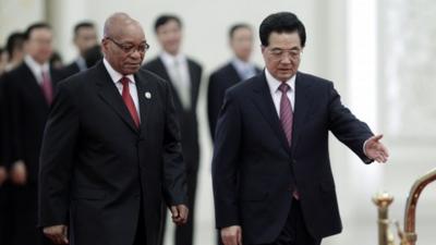 Jacob Zuma and Hu Jintao