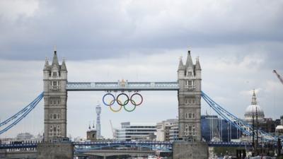 Tower Bridge with Olympic rings